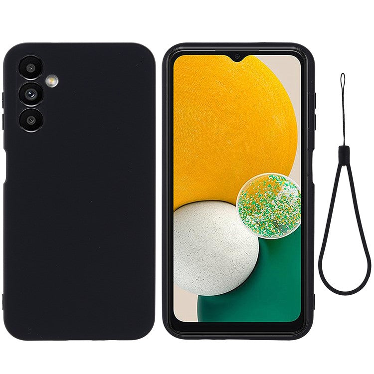 For Samsung Galaxy M54 5G / F54 5G Liquid Silicone Back Cover Drop-proof Mobile Phone Case with Soft Lining - Black