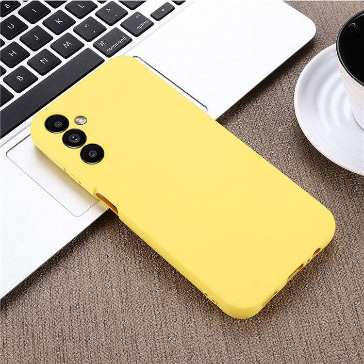 For Samsung Galaxy M54 5G / F54 5G Liquid Silicone Back Cover Drop-proof Mobile Phone Case with Soft Lining - Yellow