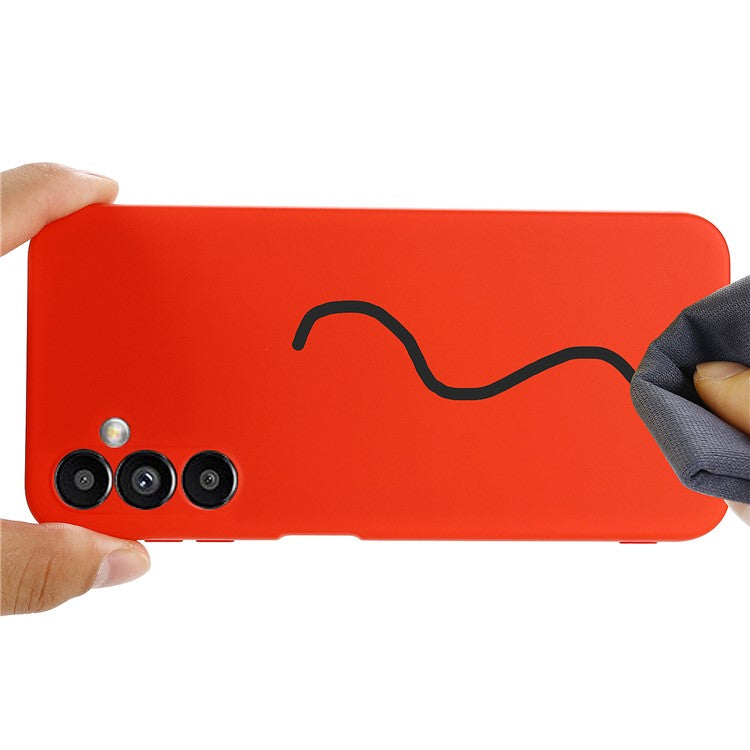 For Samsung Galaxy M54 5G / F54 5G Liquid Silicone Back Cover Drop-proof Mobile Phone Case with Soft Lining - Red