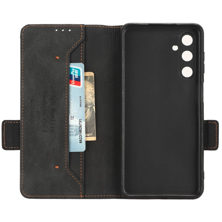 For Samsung Galaxy M54 5G / F54 5G Wallet Phone Case Hardware Decor PU Leather Cover with Stand - Black