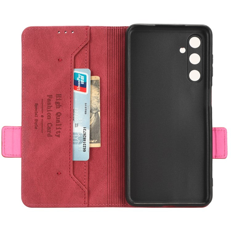 For Samsung Galaxy M54 5G / F54 5G Wallet Phone Case Hardware Decor PU Leather Cover with Stand - Rose