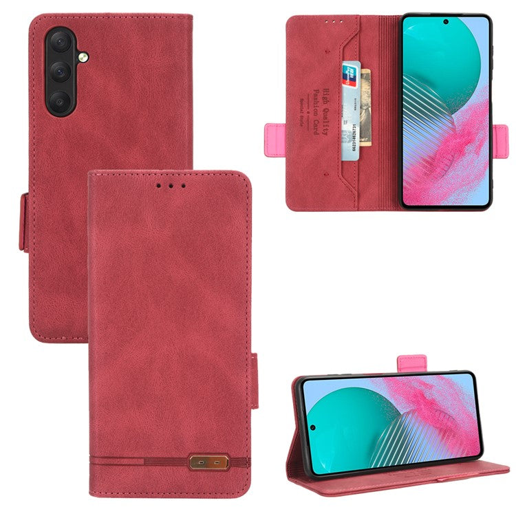 For Samsung Galaxy M54 5G / F54 5G Wallet Phone Case Hardware Decor PU Leather Cover with Stand - Rose