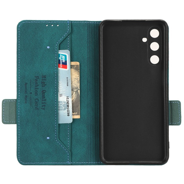 For Samsung Galaxy M54 5G / F54 5G Wallet Phone Case Hardware Decor PU Leather Cover with Stand - Blue
