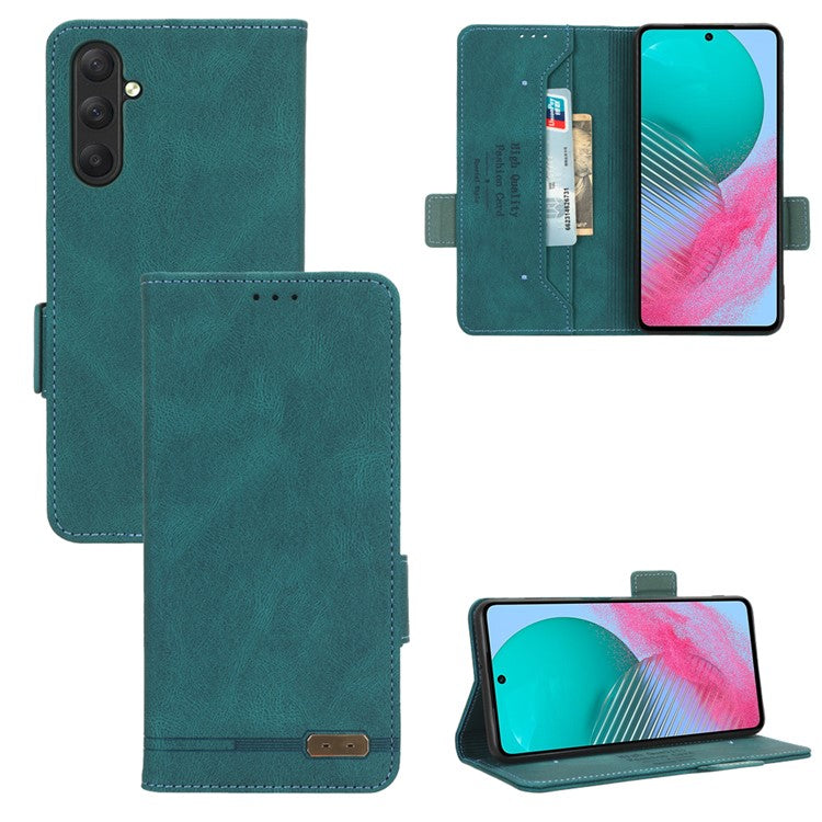 For Samsung Galaxy M54 5G / F54 5G Wallet Phone Case Hardware Decor PU Leather Cover with Stand - Blue