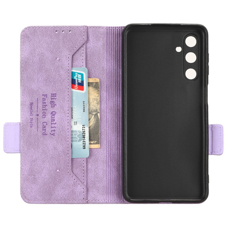 For Samsung Galaxy M54 5G / F54 5G Wallet Phone Case Hardware Decor PU Leather Cover with Stand - Purple