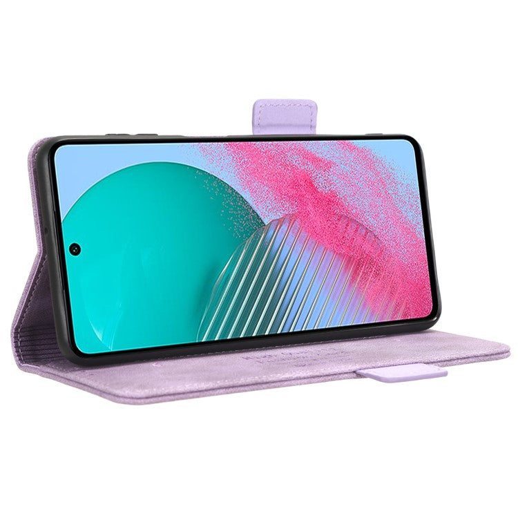 For Samsung Galaxy M54 5G / F54 5G Wallet Phone Case Hardware Decor PU Leather Cover with Stand - Purple