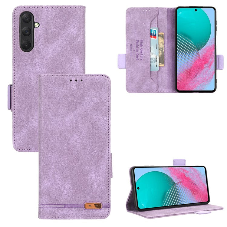 For Samsung Galaxy M54 5G / F54 5G Wallet Phone Case Hardware Decor PU Leather Cover with Stand - Purple