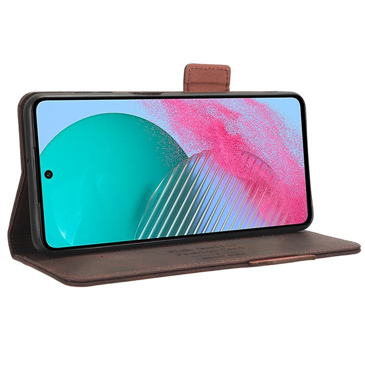 For Samsung Galaxy M54 5G / F54 5G Wallet Phone Case Hardware Decor PU Leather Cover with Stand - Coffee