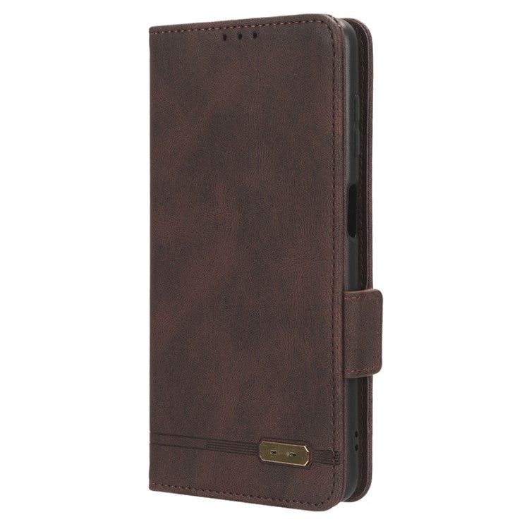For Samsung Galaxy M54 5G / F54 5G Wallet Phone Case Hardware Decor PU Leather Cover with Stand - Coffee