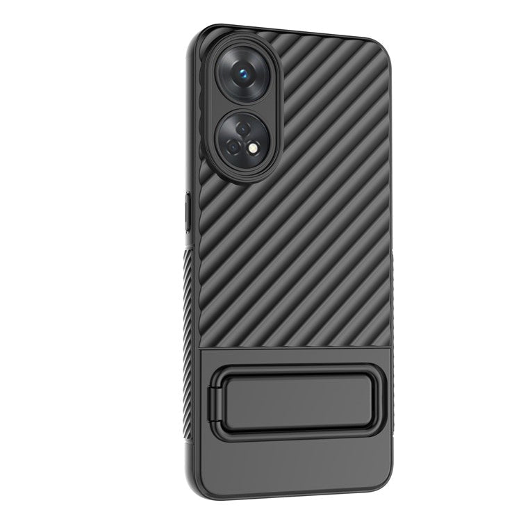 TPU Phone Cover for Oppo Reno8 T 4G , Kickstand Phone Back Protector Anti-dust Phone Case - Black