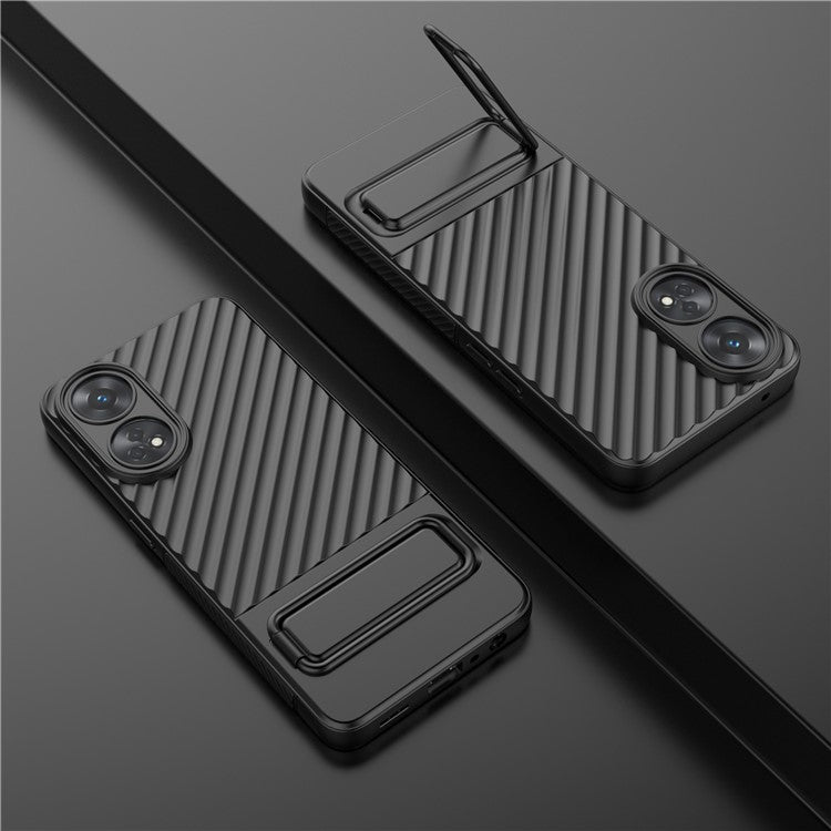 TPU Phone Cover for Oppo Reno8 T 4G , Kickstand Phone Back Protector Anti-dust Phone Case - Black