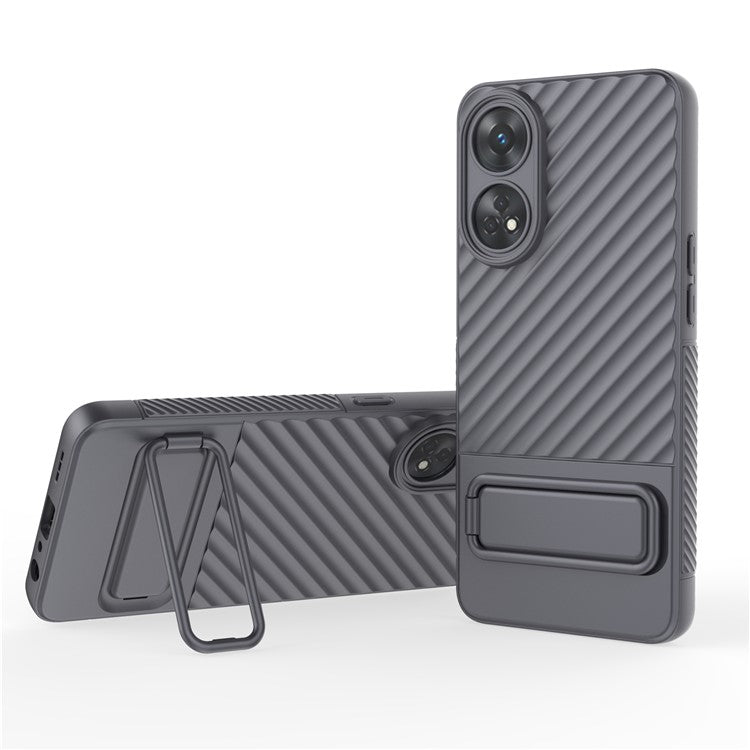 TPU Phone Cover for Oppo Reno8 T 4G , Kickstand Phone Back Protector Anti-dust Phone Case - Grey