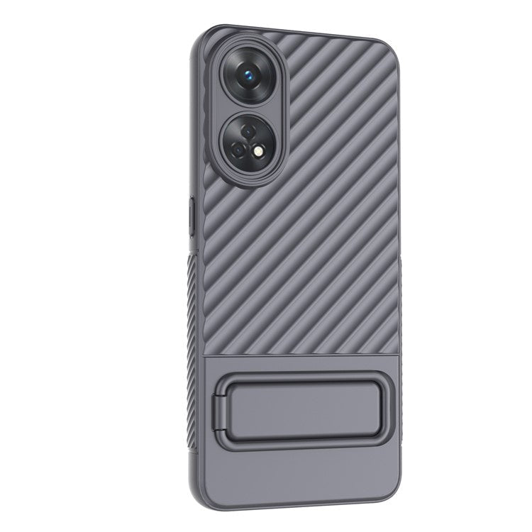 TPU Phone Cover for Oppo Reno8 T 4G , Kickstand Phone Back Protector Anti-dust Phone Case - Grey