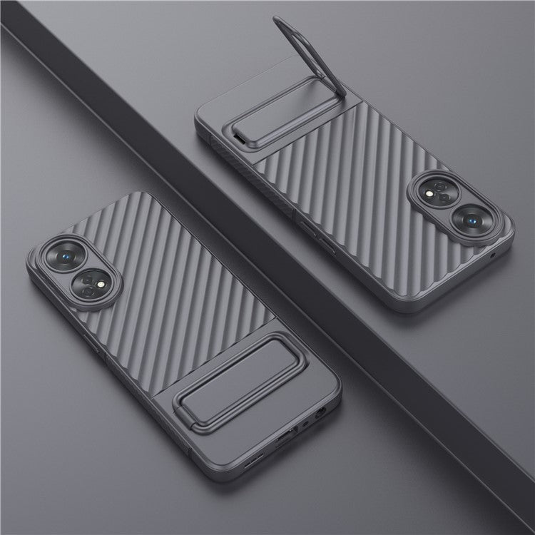 TPU Phone Cover for Oppo Reno8 T 4G , Kickstand Phone Back Protector Anti-dust Phone Case - Grey