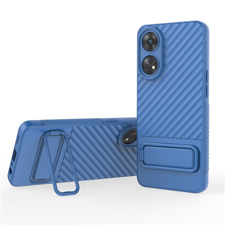 TPU Phone Cover for Oppo Reno8 T 4G , Kickstand Phone Back Protector Anti-dust Phone Case - Baby Blue