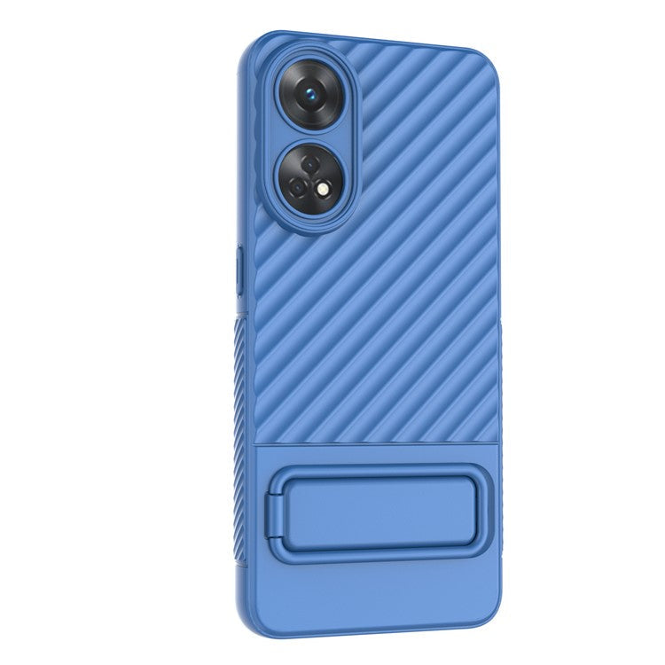 TPU Phone Cover for Oppo Reno8 T 4G , Kickstand Phone Back Protector Anti-dust Phone Case - Baby Blue