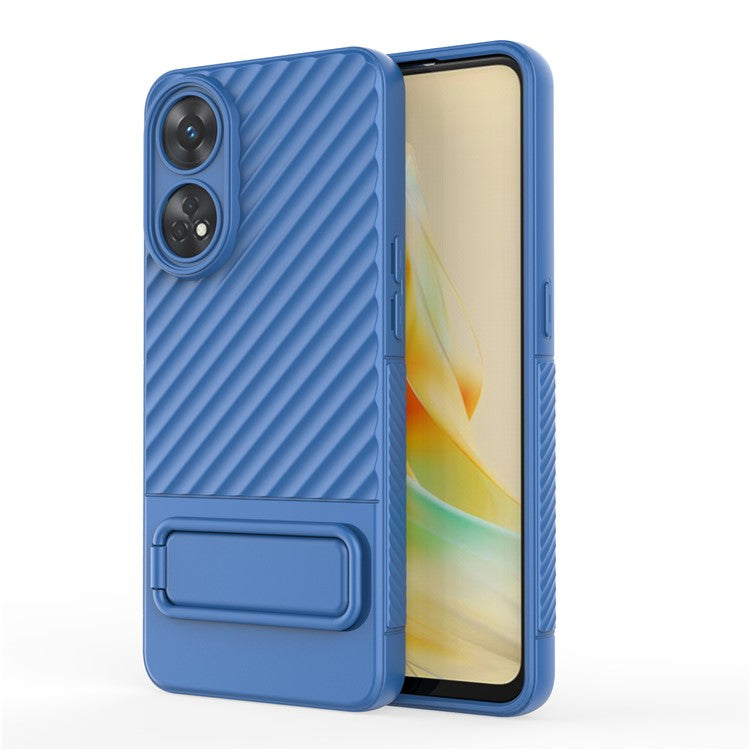 TPU Phone Cover for Oppo Reno8 T 4G , Kickstand Phone Back Protector Anti-dust Phone Case - Baby Blue
