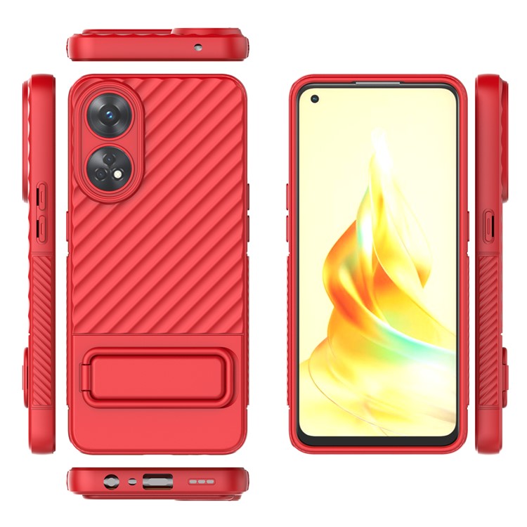 TPU Phone Cover for Oppo Reno8 T 4G , Kickstand Phone Back Protector Anti-dust Phone Case - Red
