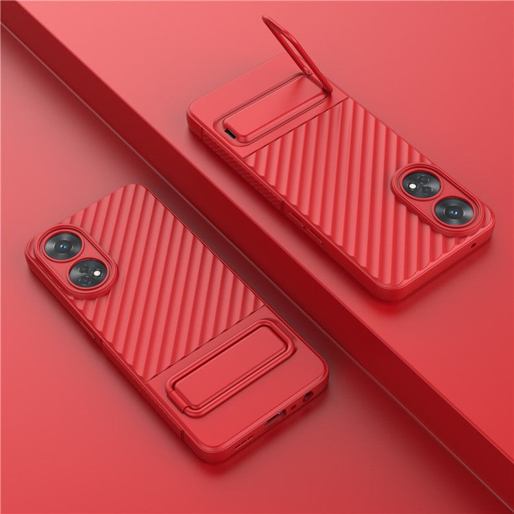 TPU Phone Cover for Oppo Reno8 T 4G , Kickstand Phone Back Protector Anti-dust Phone Case - Red