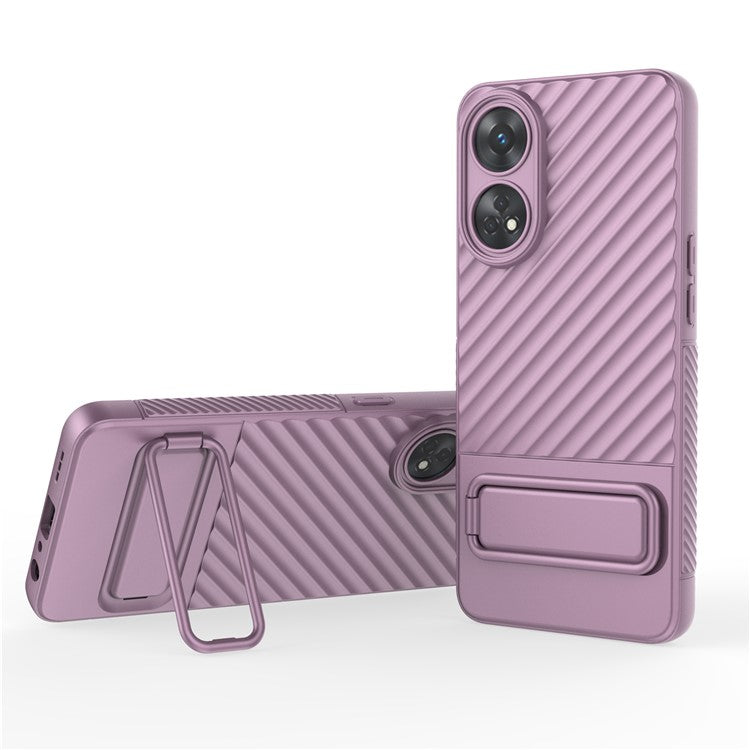 TPU Phone Cover for Oppo Reno8 T 4G , Kickstand Phone Back Protector Anti-dust Phone Case - Light Purple