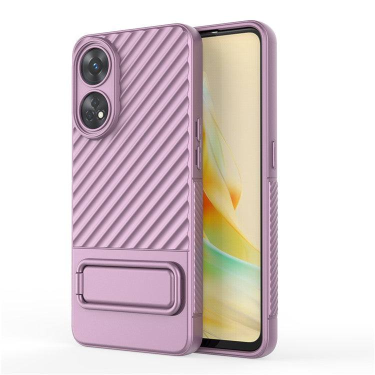 TPU Phone Cover for Oppo Reno8 T 4G , Kickstand Phone Back Protector Anti-dust Phone Case - Light Purple