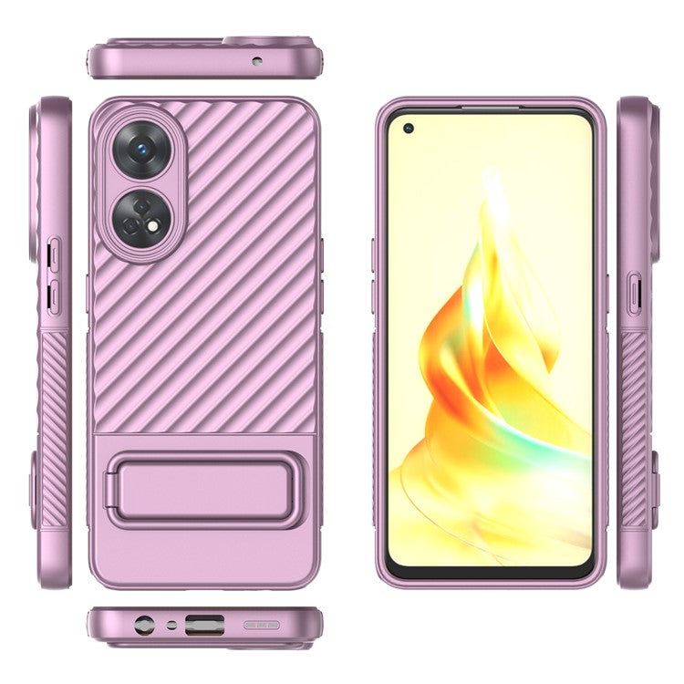 TPU Phone Cover for Oppo Reno8 T 4G , Kickstand Phone Back Protector Anti-dust Phone Case - Light Purple