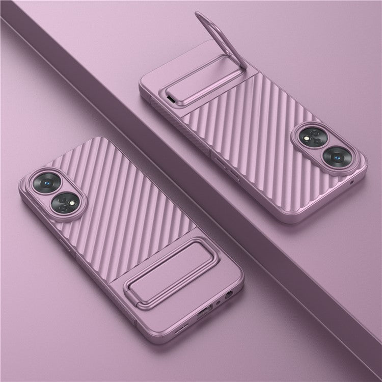 TPU Phone Cover for Oppo Reno8 T 4G , Kickstand Phone Back Protector Anti-dust Phone Case - Light Purple
