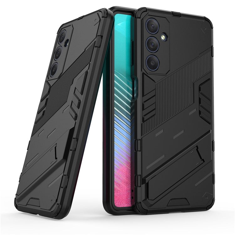 For Samsung Galaxy M54 5G / F54 5G Shockproof Back Cover Hard PC + Flexible TPU Phone Case with Kickstand - Black
