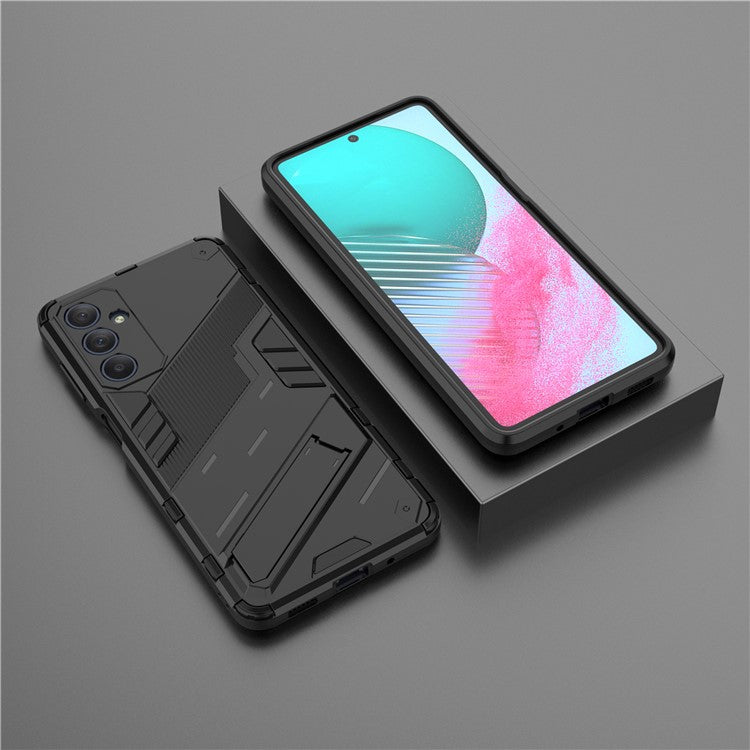 For Samsung Galaxy M54 5G / F54 5G Shockproof Back Cover Hard PC + Flexible TPU Phone Case with Kickstand - Black