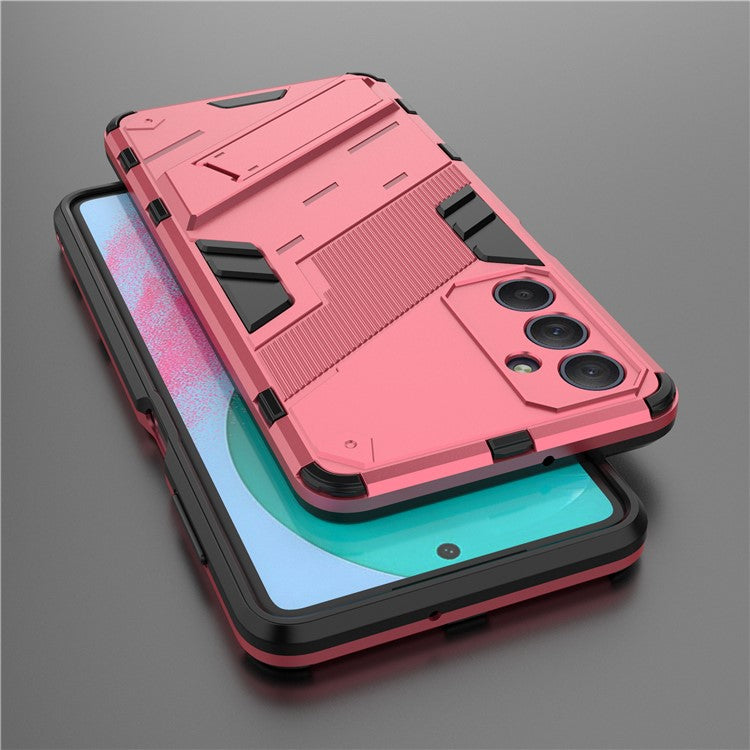 For Samsung Galaxy M54 5G / F54 5G Shockproof Back Cover Hard PC + Flexible TPU Phone Case with Kickstand - Rose