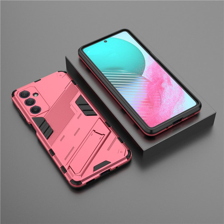 For Samsung Galaxy M54 5G / F54 5G Shockproof Back Cover Hard PC + Flexible TPU Phone Case with Kickstand - Rose