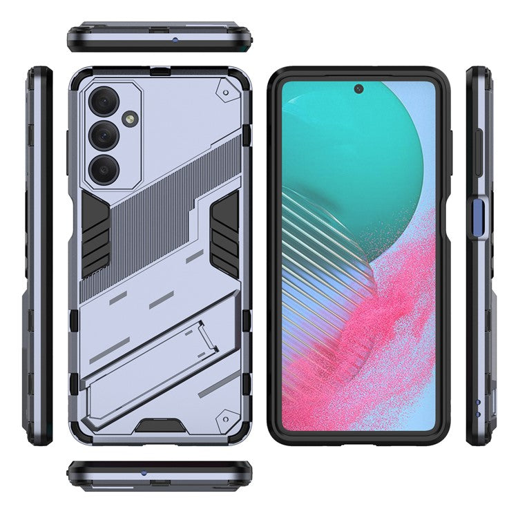 For Samsung Galaxy M54 5G / F54 5G Shockproof Back Cover Hard PC + Flexible TPU Phone Case with Kickstand - Grey