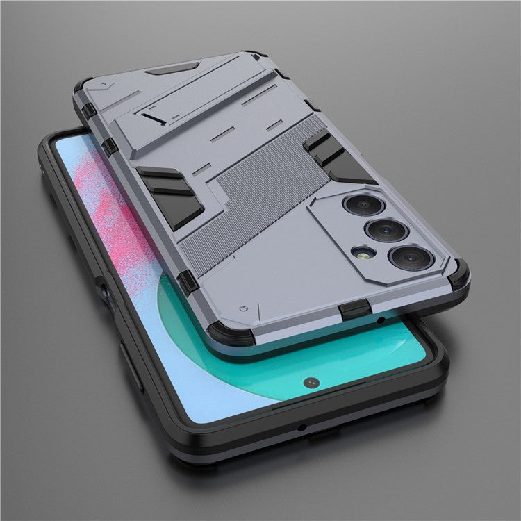 For Samsung Galaxy M54 5G / F54 5G Shockproof Back Cover Hard PC + Flexible TPU Phone Case with Kickstand - Grey