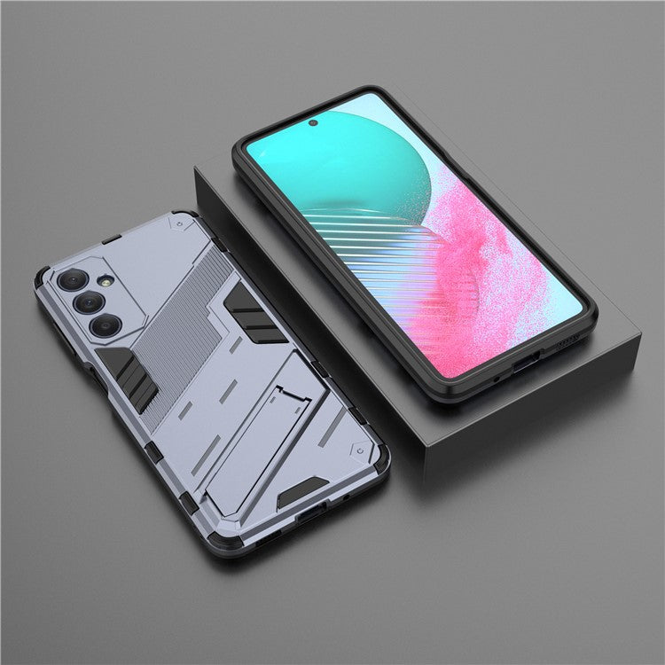 For Samsung Galaxy M54 5G / F54 5G Shockproof Back Cover Hard PC + Flexible TPU Phone Case with Kickstand - Grey