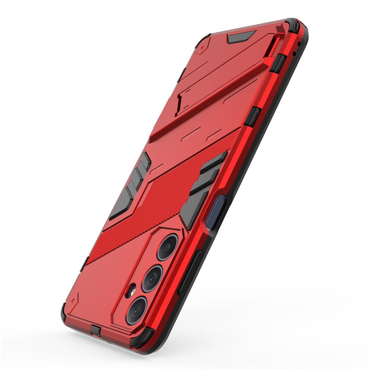 For Samsung Galaxy M54 5G / F54 5G Shockproof Back Cover Hard PC + Flexible TPU Phone Case with Kickstand - Red