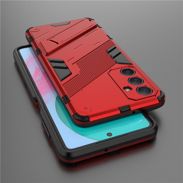 For Samsung Galaxy M54 5G / F54 5G Shockproof Back Cover Hard PC + Flexible TPU Phone Case with Kickstand - Red