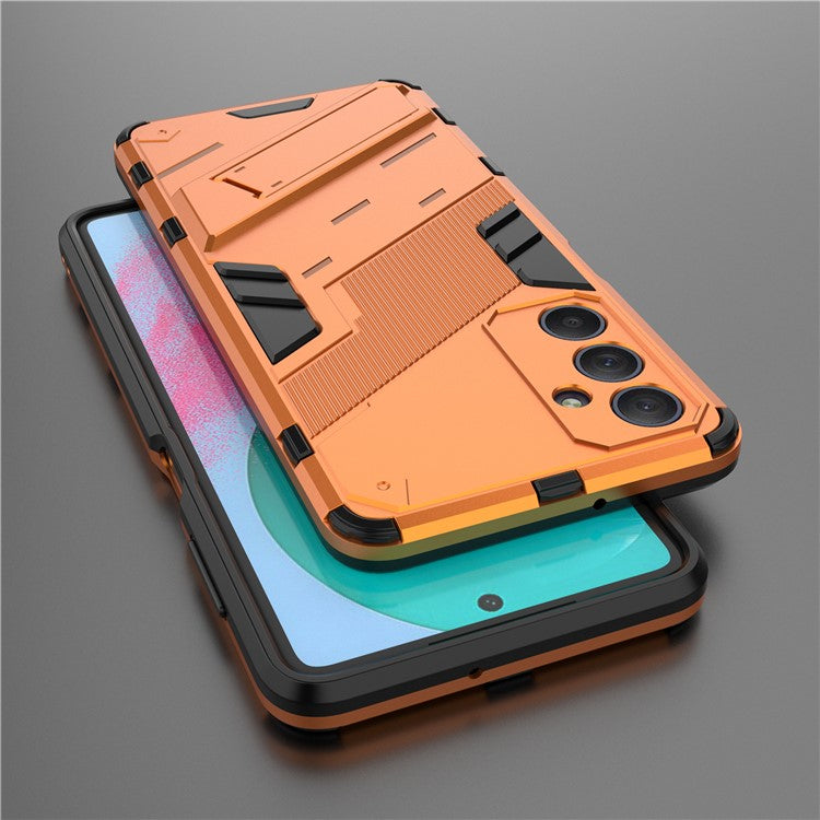 For Samsung Galaxy M54 5G / F54 5G Shockproof Back Cover Hard PC + Flexible TPU Phone Case with Kickstand - Orange