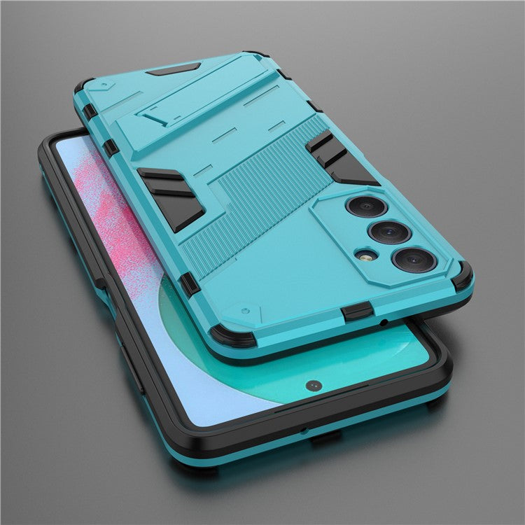 For Samsung Galaxy M54 5G / F54 5G Shockproof Back Cover Hard PC + Flexible TPU Phone Case with Kickstand - Baby Blue