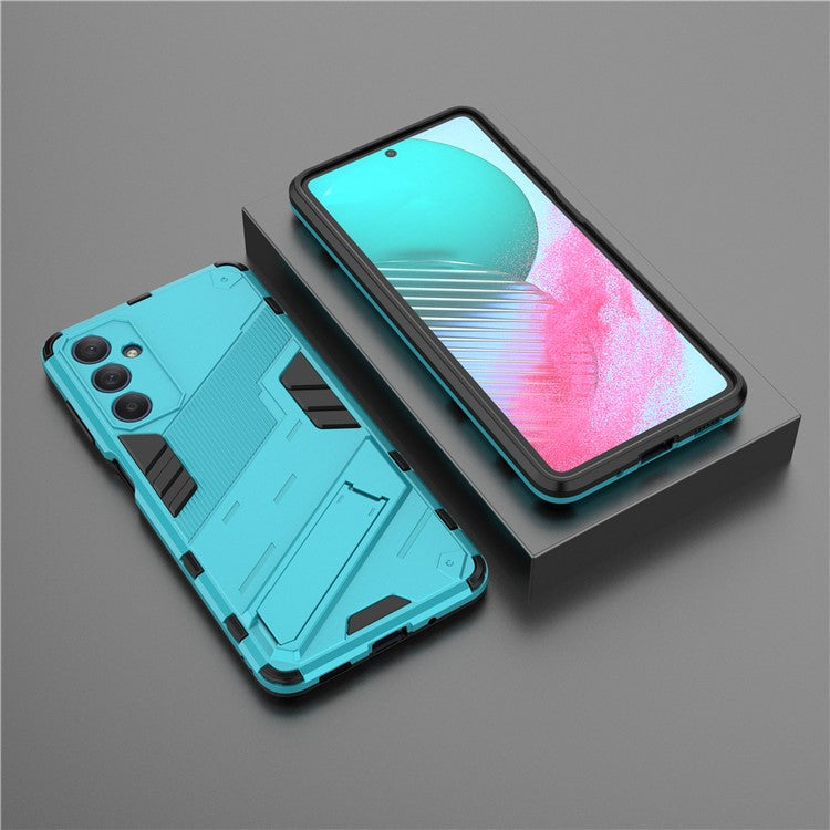 For Samsung Galaxy M54 5G / F54 5G Shockproof Back Cover Hard PC + Flexible TPU Phone Case with Kickstand - Baby Blue