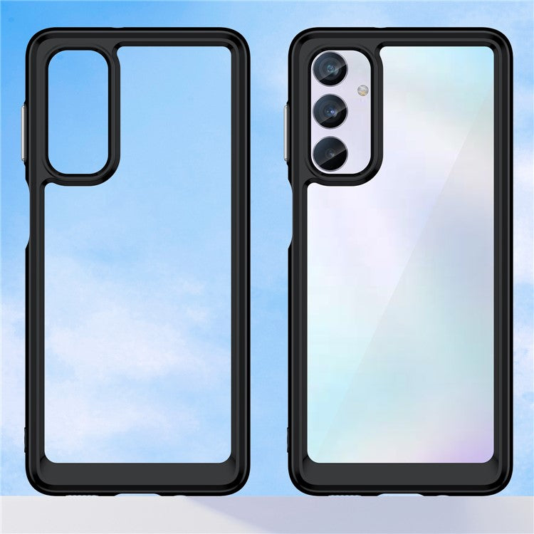 For Samsung Galaxy M54 5G / F54 5G TPU+Acrylic Back Phone Cover Clear Protective Case - Black