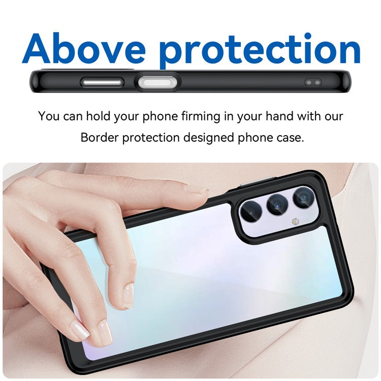 For Samsung Galaxy M54 5G / F54 5G TPU+Acrylic Back Phone Cover Clear Protective Case - Black