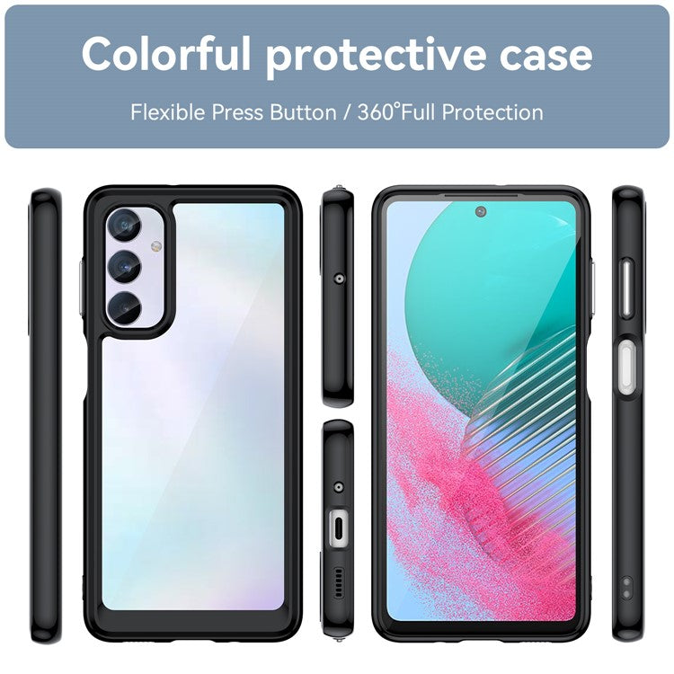 For Samsung Galaxy M54 5G / F54 5G TPU+Acrylic Back Phone Cover Clear Protective Case - Black