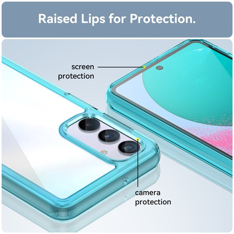 For Samsung Galaxy M54 5G / F54 5G TPU+Acrylic Back Phone Cover Clear Protective Case - Transparent Blue