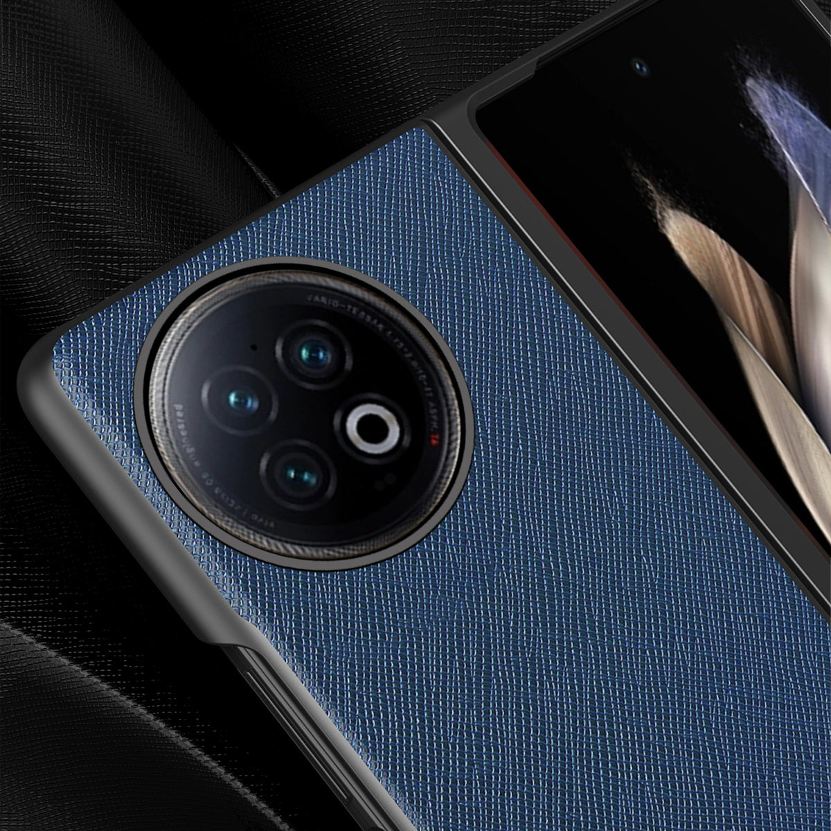 For vivo X Fold2 Anti-scratch Cross Texture Phone Case Rubberized PU Leather Coated PC Back Cover - Green