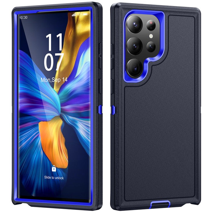 For Samsung Galaxy S23 Ultra PC+TPU Hybrid Phone Case Shockproof Back Cover - Dark Blue / Sapphire