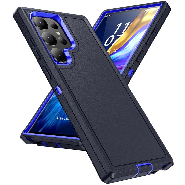 For Samsung Galaxy S23 Ultra PC+TPU Hybrid Phone Case Shockproof Back Cover - Dark Blue / Sapphire