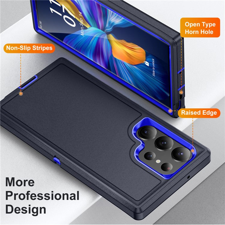 For Samsung Galaxy S23 Ultra PC+TPU Hybrid Phone Case Shockproof Back Cover - Dark Blue / Sapphire