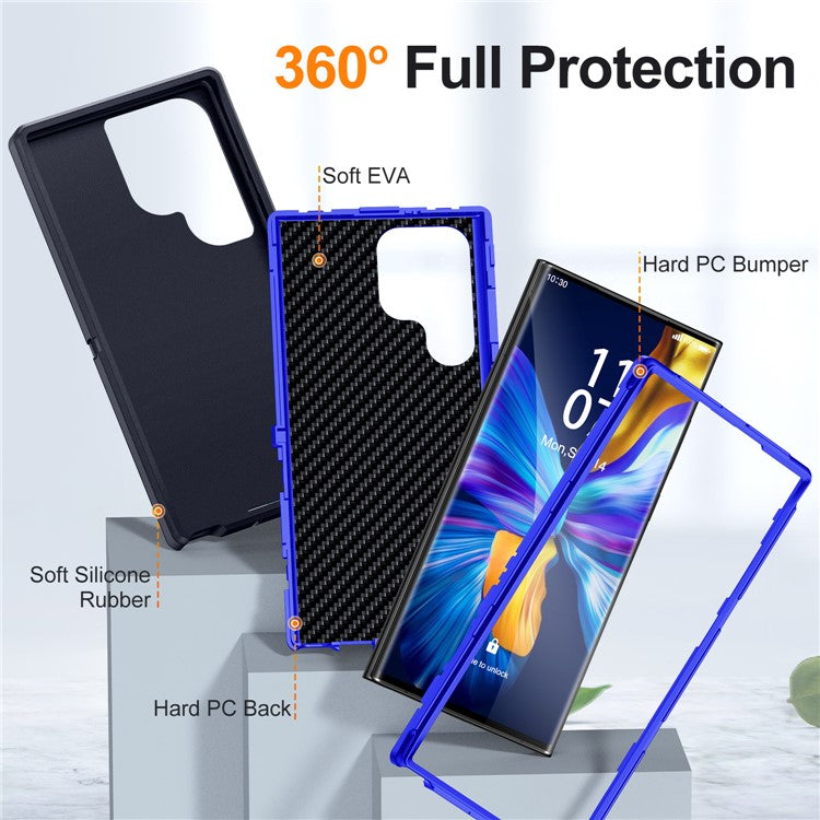 For Samsung Galaxy S23 Ultra PC+TPU Hybrid Phone Case Shockproof Back Cover - Dark Blue / Sapphire