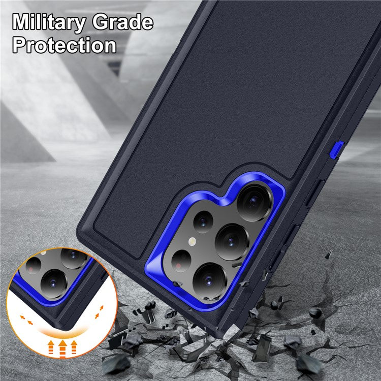 For Samsung Galaxy S23 Ultra PC+TPU Hybrid Phone Case Shockproof Back Cover - Dark Blue / Sapphire