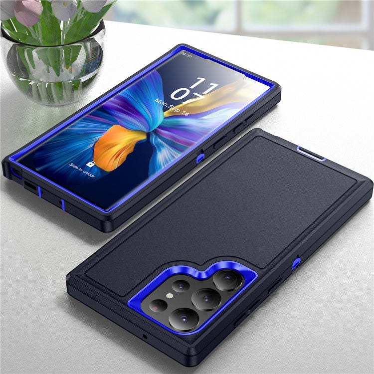 For Samsung Galaxy S23 Ultra PC+TPU Hybrid Phone Case Shockproof Back Cover - Dark Blue / Sapphire